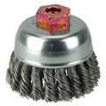 Weiler 2-3/4" Single Row Knot Wire Cup Brush .020" Steel Fill M10x1.50 Nut 13282